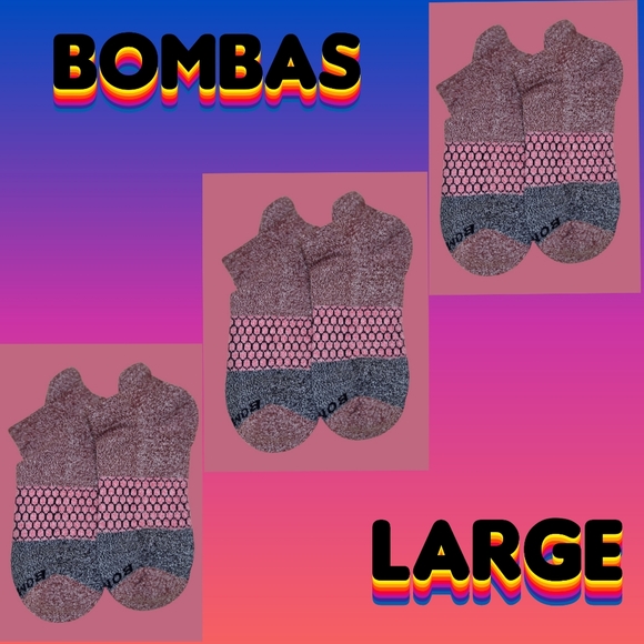 Bombas Ankle Socks 3 Pair Brown/Gray BNWT Large Unisex - Picture 1 of 7